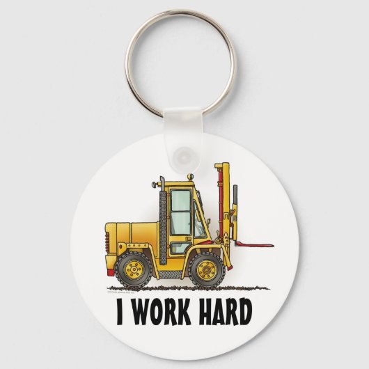 Ik werk hard Forklift Truck Sleutelhanger (Voorkant)