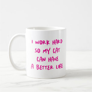 "Ik werk hard…" Grappige kattenliefhebbers en coll Koffiemok