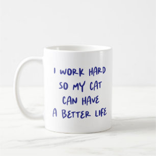 "Ik werk hard…" Grappige kattenliefhebbers en coll Koffiemok