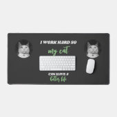 Ik werk hard - kat foto bureaumat (Keyboard & Muis)