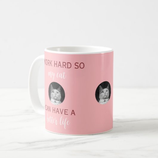 Ik werk hard -  kat foto koffiemok (Voorkant links)