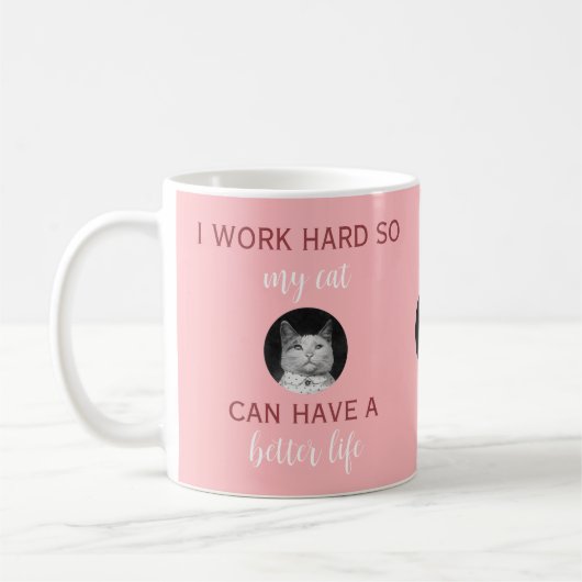 Ik werk hard -  kat foto koffiemok (Links)