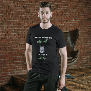 Ik werk hard - kat foto t-shirt