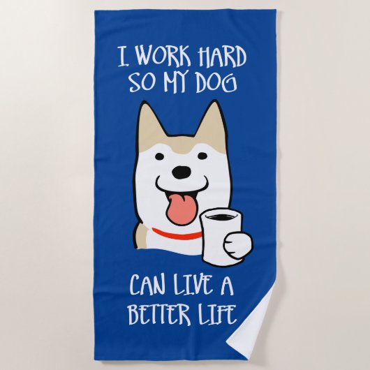 Ik werk hard strandlaken (Voorkant)