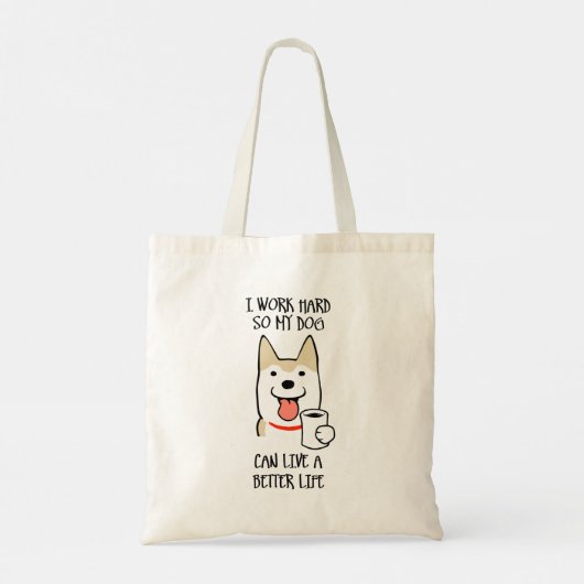 Ik werk hard tote bag (Achterkant)