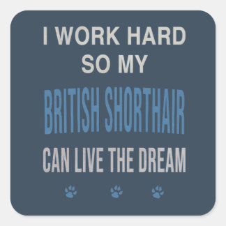 Ik Werk Hard Voor Mijn British Shorthair Vierkante Sticker