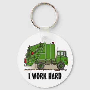 Ik werk hard vuilnis Truck Green Sleutelhanger
