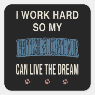 Ik Werk Hard Zodat Mijn British Shorthair Zijn Dro Vierkante Sticker
