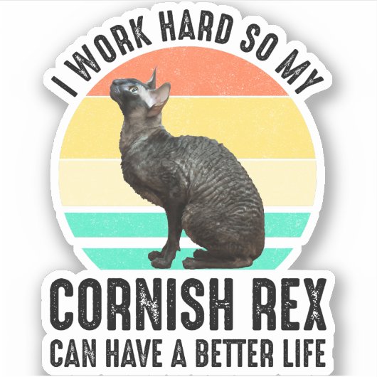 Ik Werk Hard Zodat Mijn Cornish Rex Een Beter Leve Sticker (Voorkant)