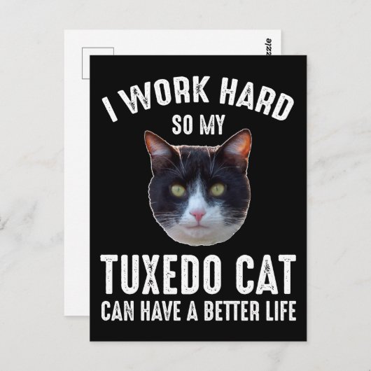 Ik werk hard zodat mijn Tuxedo Cat beter kan leven Briefkaart (Voorkant / Achterkant)