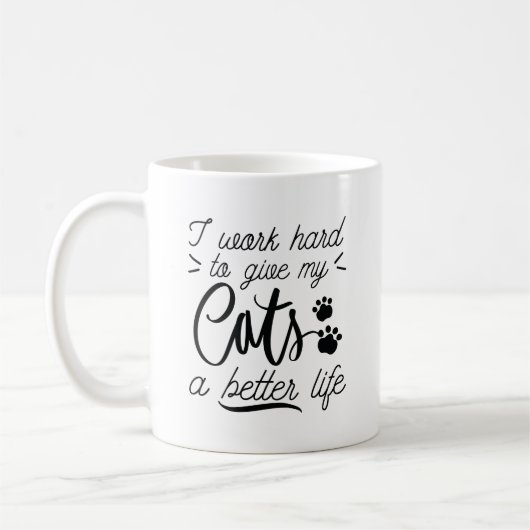 Ik werk harde katten koffiemok (Links)