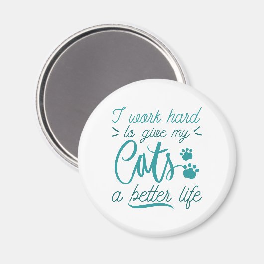 Ik werk harde katten magneet (Voorkant / Achterkant)