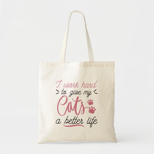 Ik werk harde katten tote bag (Voorkant)
