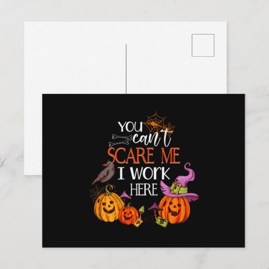 Ik werk hier met Pumpkin Halloween Trick or treat  Briefkaart (Voorkant / Achterkant)
