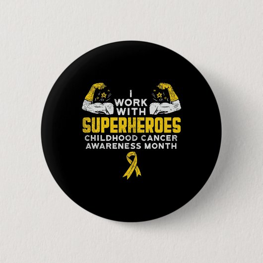 Ik werk met superhelden over kinderkanker ronde button 5,7 cm (Voorkant)