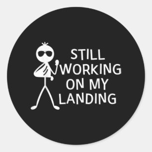 Ik werk nog steeds aan de slag met mijn landingsbr ronde sticker