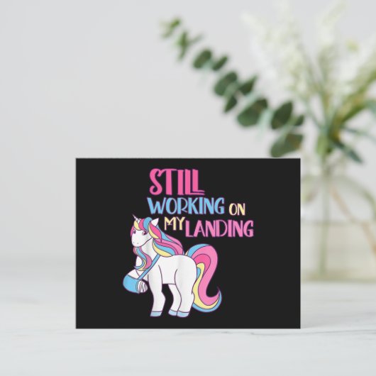 Ik werk nog steeds aan mijn landingsdodelijk wond briefkaart (Staand voorkant)