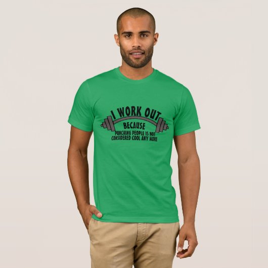 Ik werk omdat mensen slaan niet cool is t-shirt (Voorkant volledig)