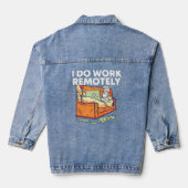 Ik werk op afstand van thuismedewerker met Sta Denim Jacket (Achterkant)