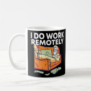 Ik werk op afstand van thuismedewerker met Sta Koffiemok