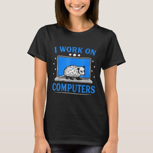 Ik werk op computer Opossum T-shirt (Voorkant)