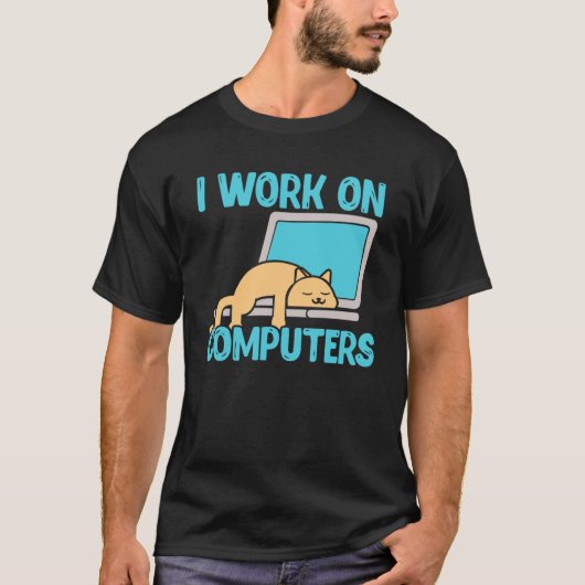 Ik werk op computers CAT Programmer Co T-shirt (Voorkant)