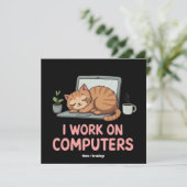 Ik werk op computers Funny Cats Computers Hallowee Kaart (Staand voorkant)