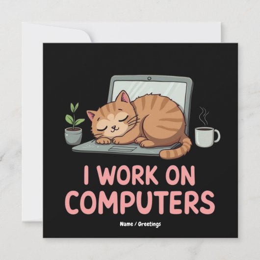 Ik werk op computers Funny Cats Computers Hallowee Kaart (Voorkant)
