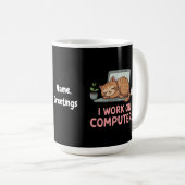 Ik werk op computers Funny Cats Computers Hallowee Koffiemok (Voorkant rechts)