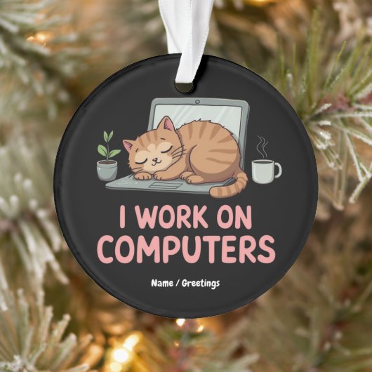 Ik werk op computers Funny Cats Computers Hallowee Ornament (Boom)