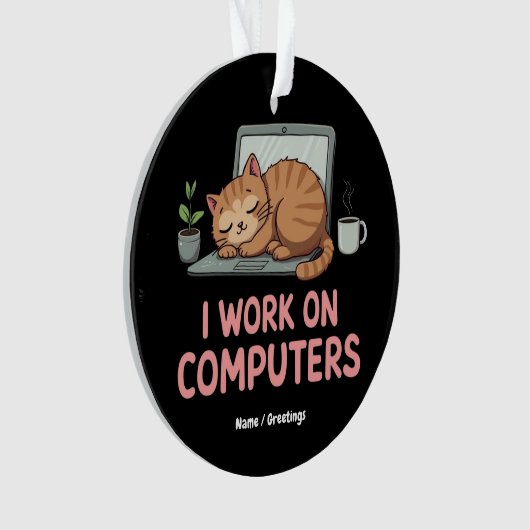 Ik werk op computers Funny Cats Computers Hallowee Ornament (voorkant)