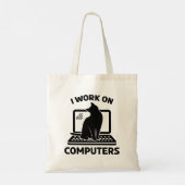 Ik Werk Op Computers Grappige Kattenliefhebber Tote Bag (Achterkant)