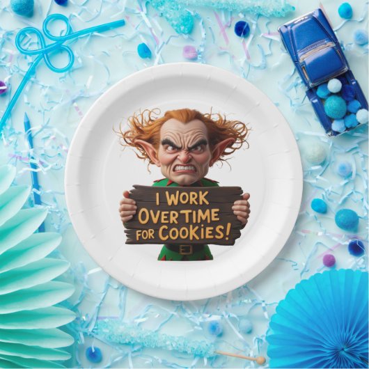 Ik werk overuren voor cookies papieren bordje (Feest)