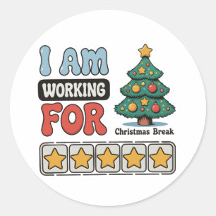 Ik werk voor de kerstvakantie in de winter ronde sticker