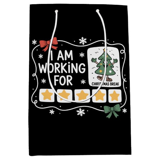 Ik werk voor de kerstvakantie medium cadeauzakje (Voorkant)