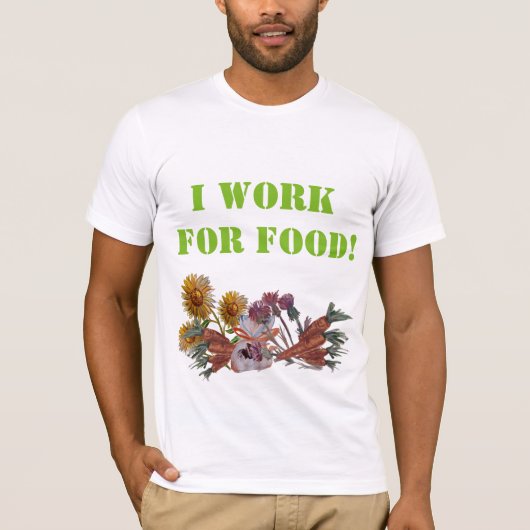 IK WERK VOOR ETEN T-SHIRT (Voorkant)
