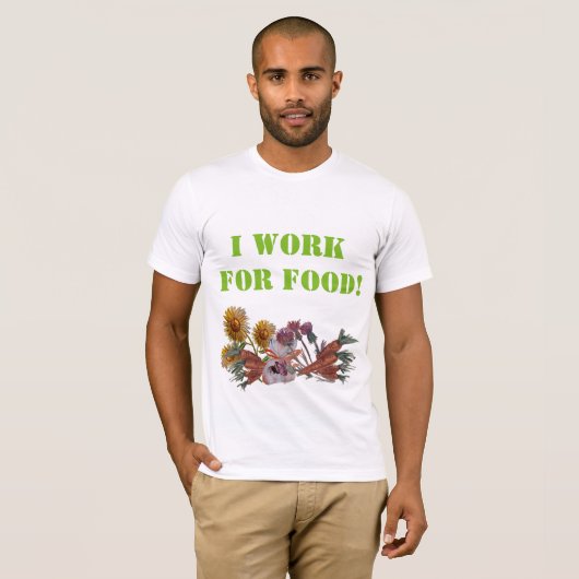 IK WERK VOOR ETEN T-SHIRT (Voorkant volledig)
