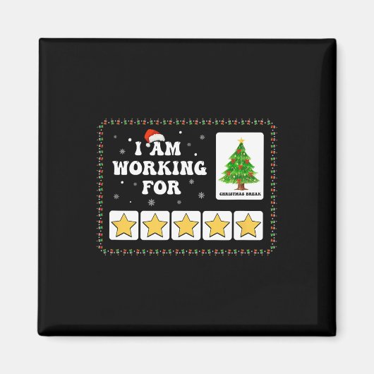 Ik werk voor kerstvakantie 5 sterren kerstboom magneet (Voorkant)