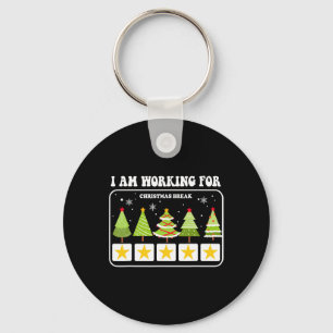 Ik werk voor kerstvakantie 5 sterren kerstboom sleutelhanger