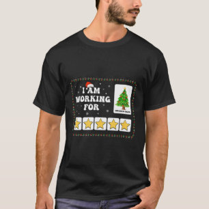 Ik werk voor kerstvakantie 5 sterren kerstboom t-shirt