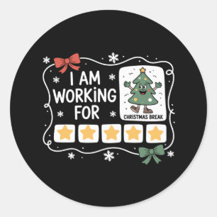 Ik Werk Voor Kerstvakantie Kerstboom Vakantie Ronde Sticker