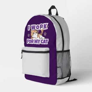 Ik Werk Voor Mijn Kat – Grappig Cadeau Voor Katten Bedrukte Rugzak