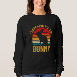 Ik werk voor vrouwelijke Bunny Retro konijnenmeisj Trui