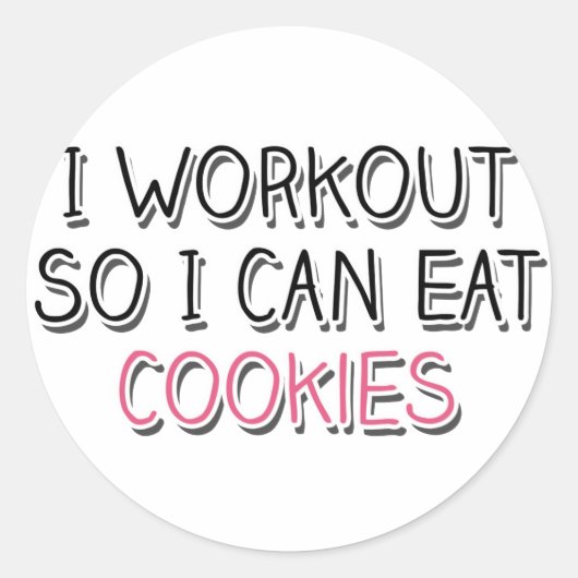 Ik werk zodat ik koekjes kan eten ronde sticker (Voorkant)