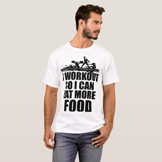 Ik werk zodat ik meer voedsel kan eten, grappige g t-shirt (Voorkant volledig)