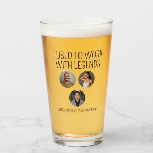 Ik werkte vroeger met Legends 3 Collega Photo Beer Glas (Voorkant gevuld)