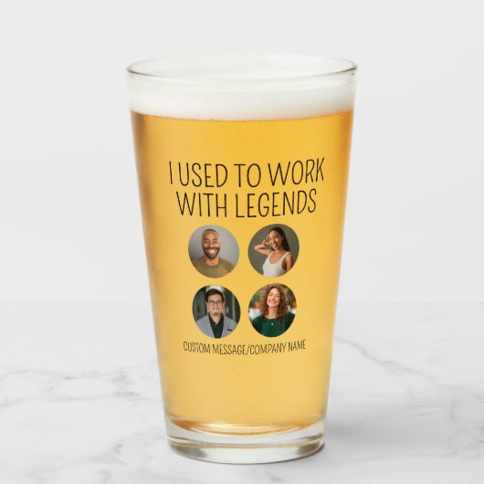 Ik werkte vroeger met Legends 4 Collega Photo Beer Glas (Voorkant gevuld)