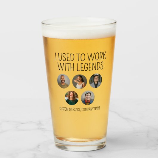 Ik werkte vroeger met Legends 5 Collega Photo Beer Glas (Voorkant gevuld)