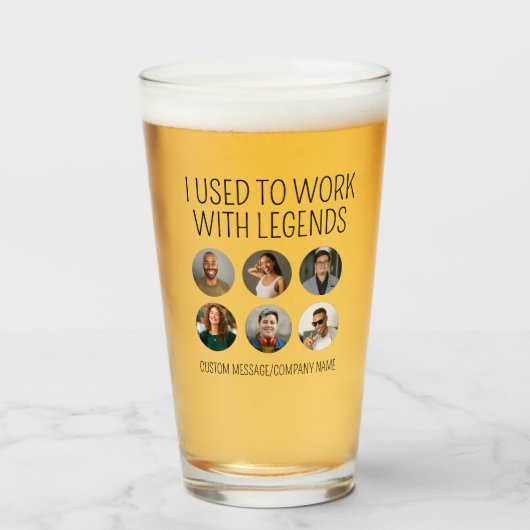 Ik werkte vroeger met Legends 6 Collega Photo Beer Glas (Voorkant gevuld)
