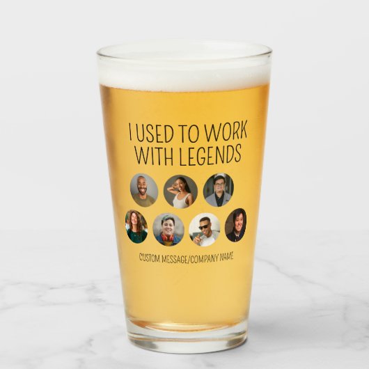 Ik werkte vroeger met Legends 7 Collega Photo Beer Glas (Voorkant gevuld)